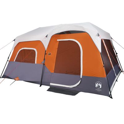 vidaXL ģimenes telts ar LED, 9 personām, gaiši pelēka un oranža