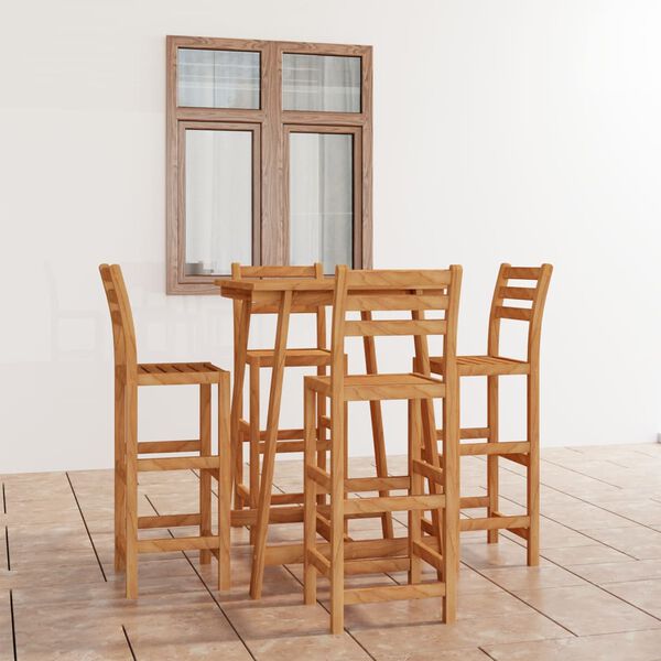 vidaXL 5-daļīgs dārza bāra mēbeļu komplekts, akācijas masīvkoks