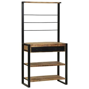 vidaXL Virtuves plaukts Brūna un melna 80 x 40 x 160 cm