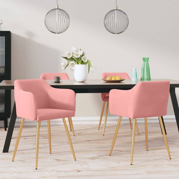 vidaXL virtuves krēsli, 4 gab., rozā samts