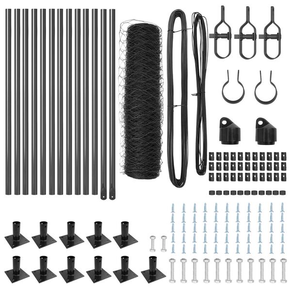 vidaXL Žoga āķis Pelēka 25 x 0,6 m (36 mm siets) Tērauds un PVC
