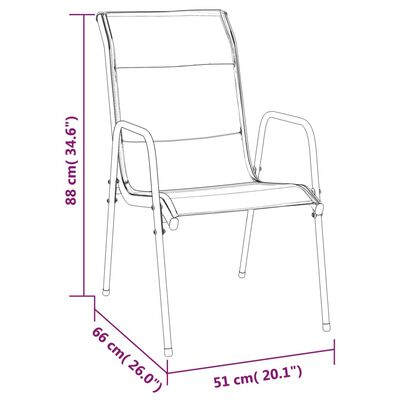 vidaXL dārza krēsli, 6 gab., tērauds, tekstilēns, melni
