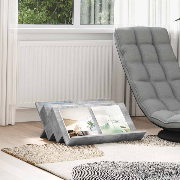 vidaXL Žurnālu statīvs ar plauktu Betona pelēks 65 x 53 x 28,5 cm
