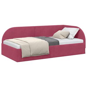 vidaXL Stūra gultas rāmis Vīna sarkans 80 x 200 cm Samts