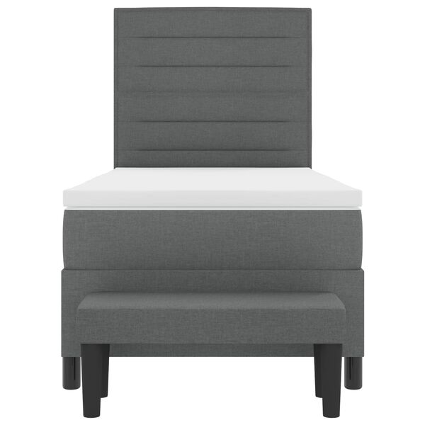 vidaXL Kastītes atsperu gulta Tum&scaron;i pelēks 90 x 190 cm audums