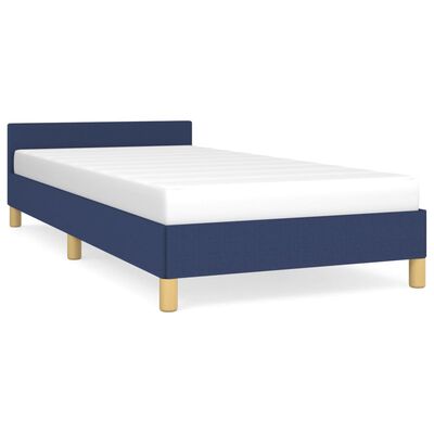vidaXL gultas rāmis ar galvgali, zils, 100x200 cm, audums