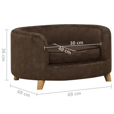 vidaXL suņu dīvāns, brūns, 69x69x36 cm, plīšs