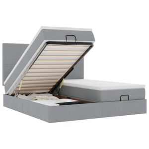 vidaXL Osmaņu gultas rāmis ar matračiem gai&scaron;i pelēks 160x200cm audums