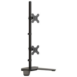 vidaXL dubultais monitora statīvs, melns, tērauds, VESA, 75/100 mm