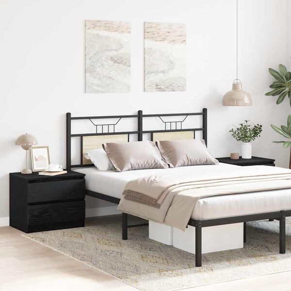 vidaXL Nakts skapītis 2 pcs Melns ozolkoks 50 x 40 x 43,5 cm