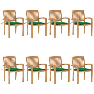 vidaXL dārza krēsli ar matračiem, 8 gab., masīvs tīkkoks
