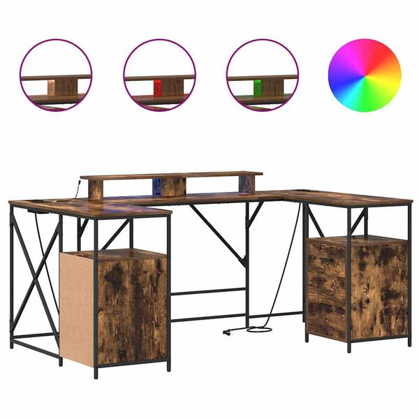 vidaXL Galds Dūmaka ozols 182 x 101 x 87,5 cm Inženierijas koks