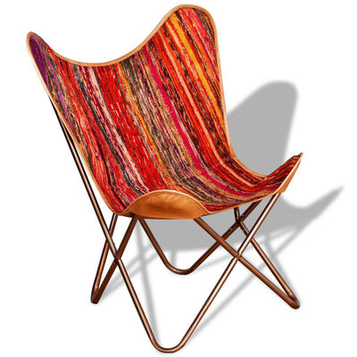 vidaXL tauriņa formas krēsls, daudzkrāsains audums