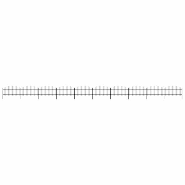 vidaXL dārza žogs ar &scaron;ķēpu galiem, tērauds, 1781,5x125 cm, melns