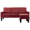 vidaXL trīsvietīgs dīvāns ar kājsoliņu, vīnsarkana mākslīgā āda