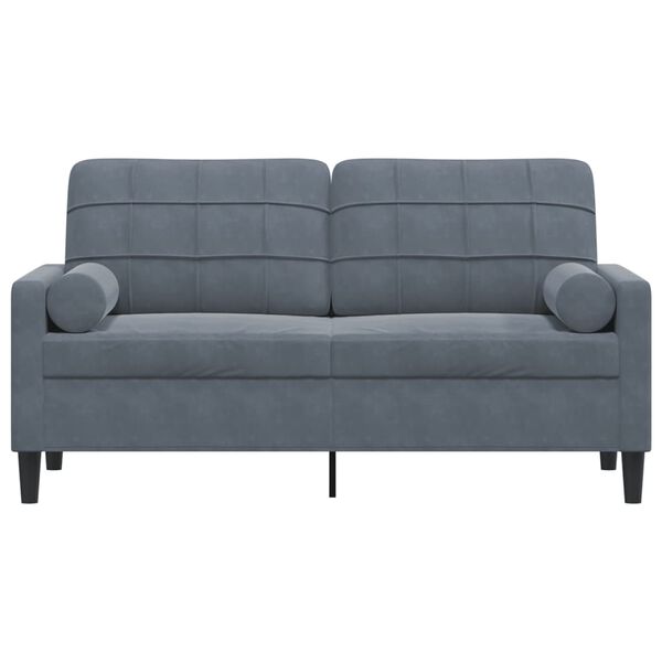 vidaXL divvietīgs dīvāns ar spilveniem, tumši pelēks, 140 cm, samts