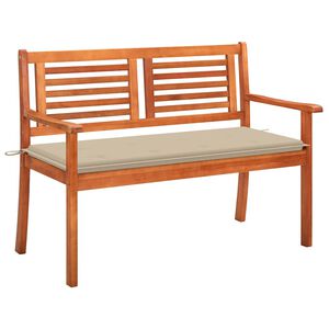 vidaXL divvietīgs dārza sols ar matraci, 120 cm, eikalipta masīvkoks