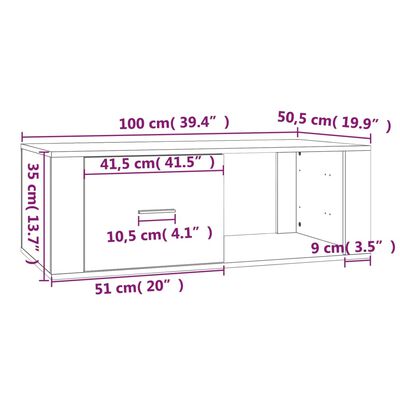 vidaXL kafijas galdiņš, melns, 100x50,5x35 cm, inženierijas koks