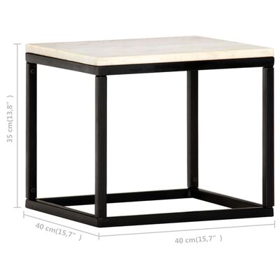 vidaXL kafijas galdiņš, 40x40x35 cm, akmens, balta marmora tekstūra