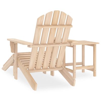 vidaXL dārza krēsls ar kāju balstu un galdiņu, egles masīvkoks