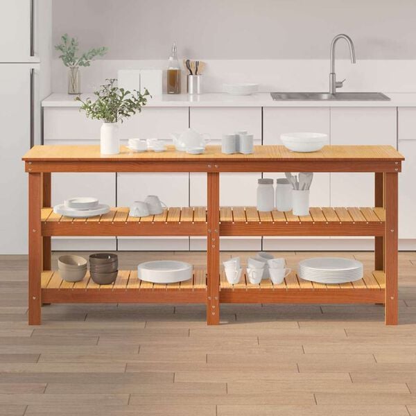 vidaXL Darbagalds Vaks brūns 181.5 x 50 x 80 cm Ciets priedes koks