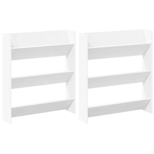 vidaXL sienas apavu plaukti, 2 gb., balti, 80x18x90 cm, skaidu plāksne