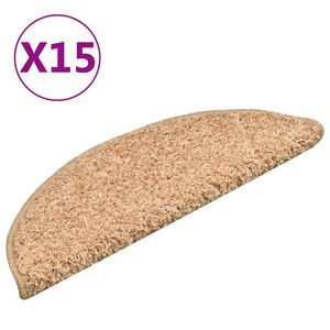 vidaXL kāpņu paklājiņi, 15 gab., 56x17x3 cm, zelta krāsā, pusapaļi