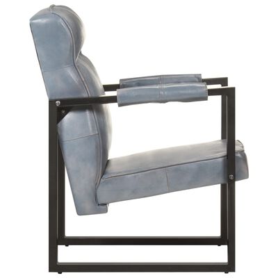 vidaXL atpūtas krēsls, 60x75x90 cm, pelēka dabīga kazas āda