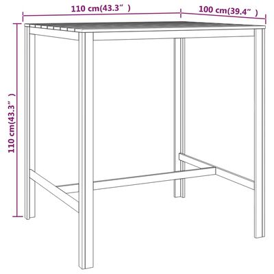 vidaXL bāra galds, 110x100x110 cm, impregnēts priedes koks