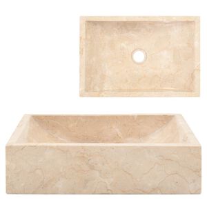 vidaXL izlietne, 45x30x12 cm, spīdīgs krēmkrāsas marmors