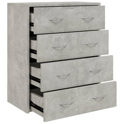 vidaXL kumode ar 4 atvilktnēm, 60x30,5x71 cm, pelēka betona