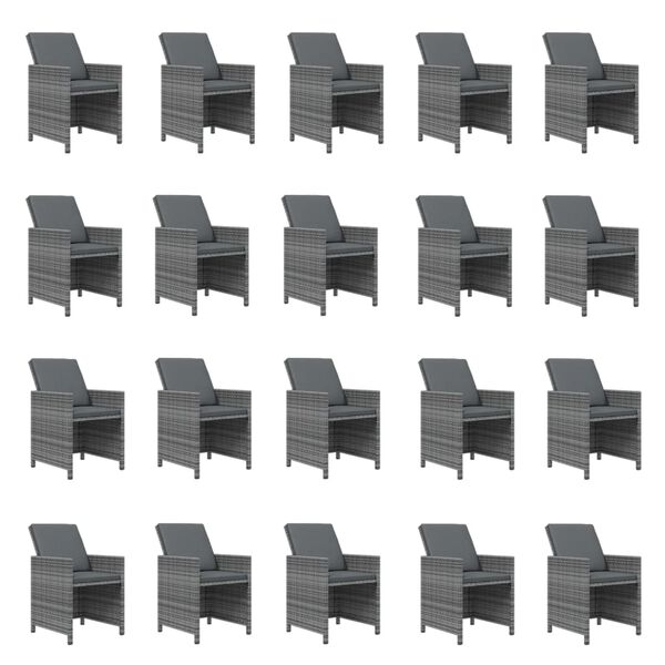 vidaXL 21-daļīgs dārza mēbeļu komplekts ar matračiem, PE rotangpalma