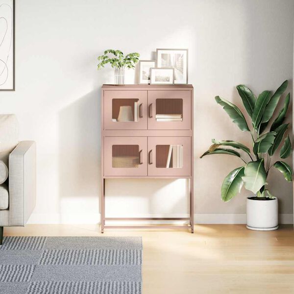 vidaXL Highboard Pink 68x39x107 cm Tērauds