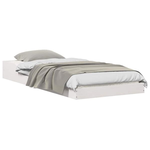 vidaXL Gultas rāmis Balts 80 x 220 cm Ciets priedes koks