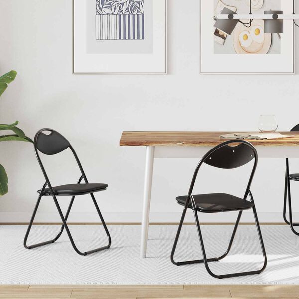 vidaXL Saliekamā krēsls 2 pcs Melns 48 x 43,5 x 81 cm Mākslīgā āda