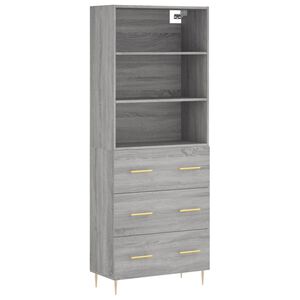 vidaXL augstais skapis, pelēks, 69,5x34x180 cm, inženierijas koks