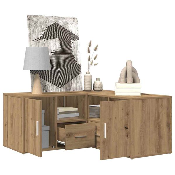 vidaXL stūra skapītis, koka krāsā, 160x40x45 cm, inženierijas koks