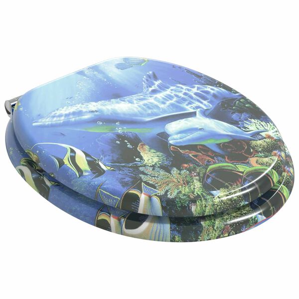 vidaXL Mīksta aizvēr&scaron;anās tualetes sēdeklis Zila 44 x 38 cm