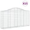 vidaXL arkveida gabiona grozi, 15gb., 200x30x100/120cm, cinkota dzelzs