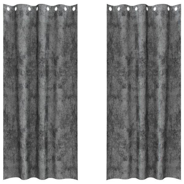 vidaXL Samta aizkari ar aizkariem 2 pcs Pelēka 225 x 140 cm Samts