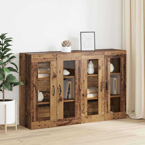 vidaXL Sienā uzstādītie skapji 2 pcs Vecs koks 69,5 x 34 x 90 cm