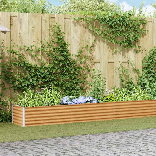 vidaXL Augstā puķu kaste Gai&scaron;i brūns 485 x 50 x 36 cm Cinkots tērauds