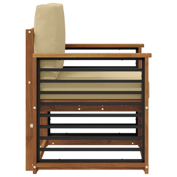 vidaXL Āra dīvānu komplekts Cieta akācijas koks un poliesters Dabiska