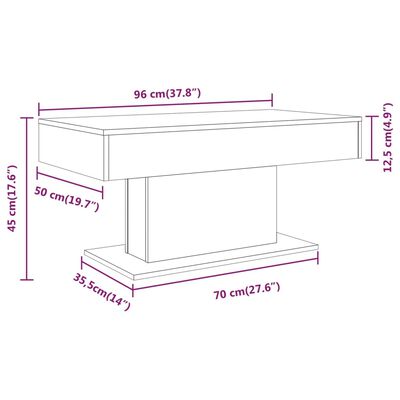 vidaXL kafijas galdiņš, ozolkoka, 96x50x45 cm, inženierijas koks