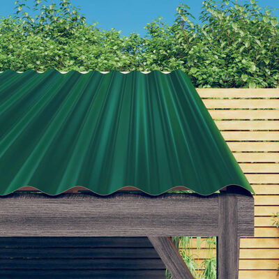vidaXL jumta paneļi, 12 gab., pulverkrāsots tērauds, zaļi, 80x36 cm
