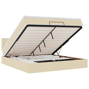 vidaXL Osmaņu gultas rāmis ar matrača krēmkrāsas 180x200 cm audums