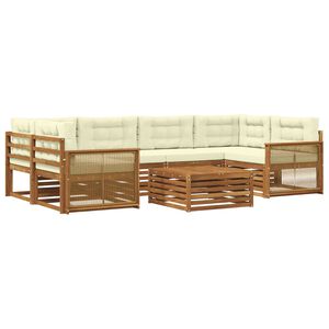 vidaXL Āra dīvānu komplekts ar spilvenu 7 pcs Dabisks un krējuma
