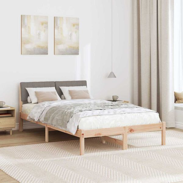 vidaXL Gultas rāmis Braun un taupe 120 x 190 cm Priedes masīvkoks