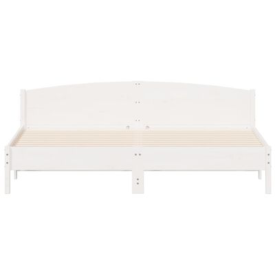 vidaXL gultas rāmis ar galvgali, balts, 200x200 cm, priedes masīvkoks