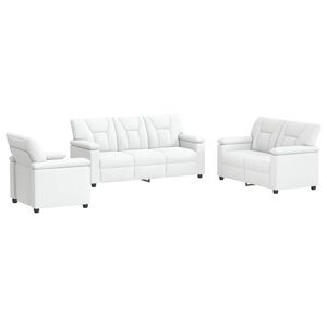 vidaXL Dīvānu komplekts 3 pcs Balts Mākslīgā āda